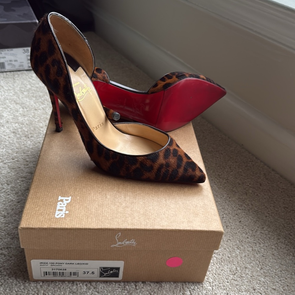 With box Christian Louboutin Brown and Black leopard print Iriza